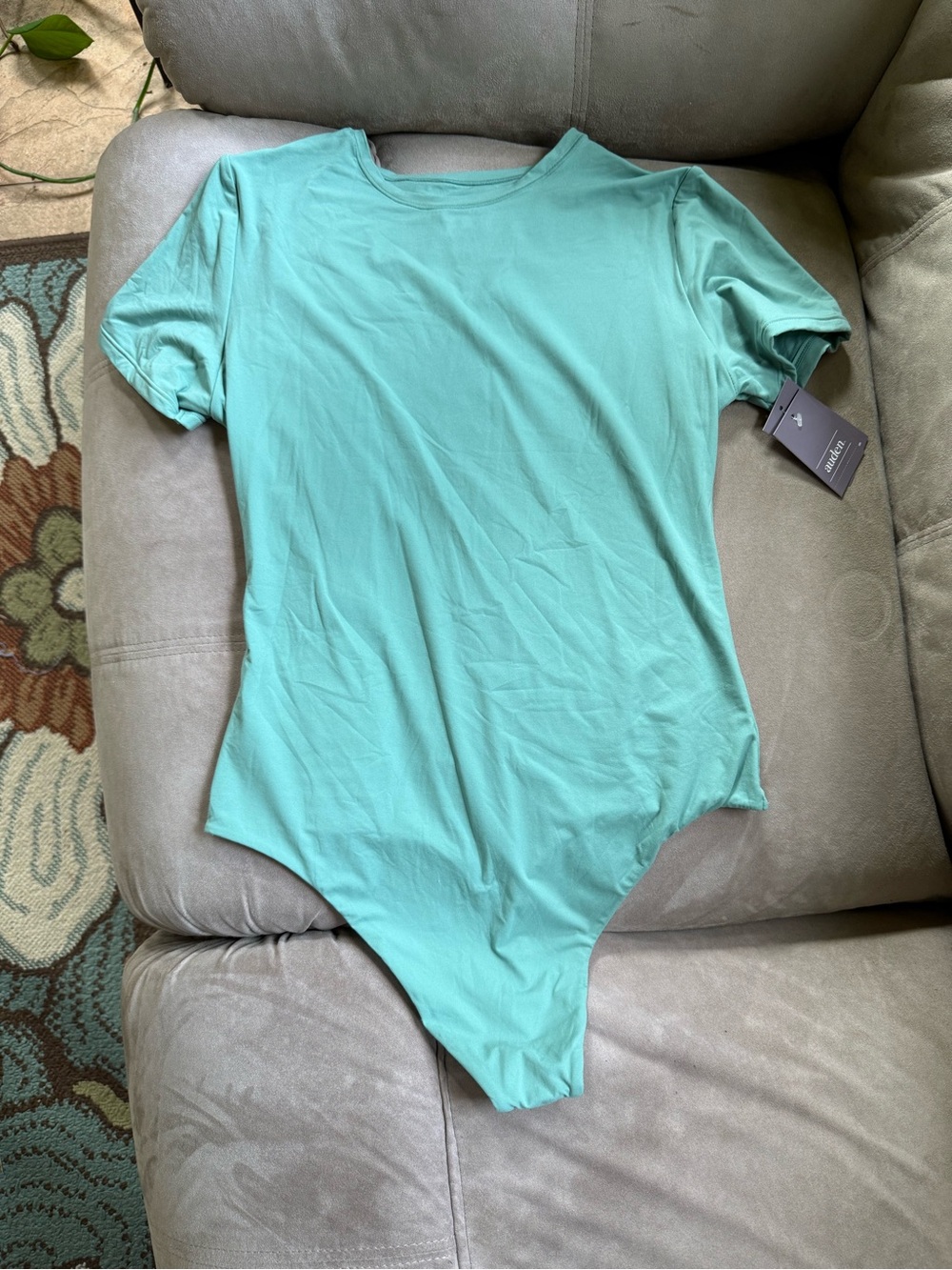 Auden Luxury Collection Short-Sleeve Bodysuit in Seafoam